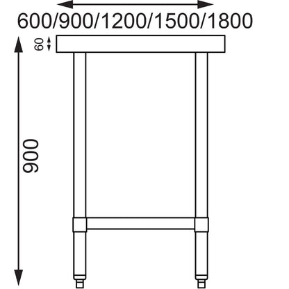 Vogue Stainless Steel Prep Table 900mm • PAS-T375