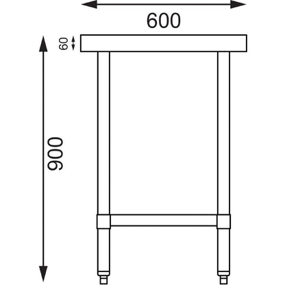 Vogue Stainless Steel Prep Table 600mm • PAS-T389