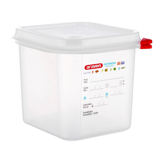 Araven Polypropylene 1/6 Gastronorm Containers With Lids 150mm (4 Pack) • PAS-T984