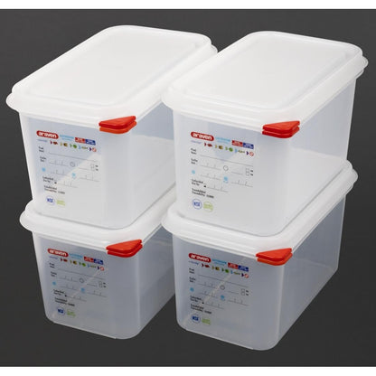 Araven Polypropylene 1/4 Gastronorm Containers With Lids 150mm (4 Pack) • PAS-T985