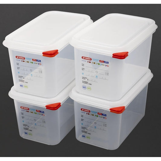 Araven Polypropylene 1/4 Gastronorm Containers With Lids 150mm (4 Pack) • PAS-T985