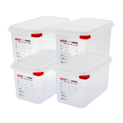 Araven Polypropylene 1/4 Gastronorm Containers With Lids 150mm (4 Pack) • PAS-T985