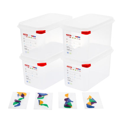 Araven Polypropylene 1/4 Gastronorm Containers With Lids 150mm (4 Pack) • PAS-T985