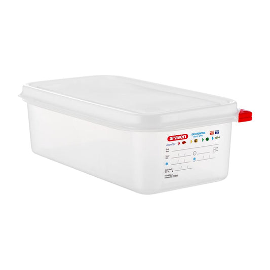 Araven Polypropylene 1/3 Gastronorm Containers With Lids 100mm (4 Pack) • PAS-T986