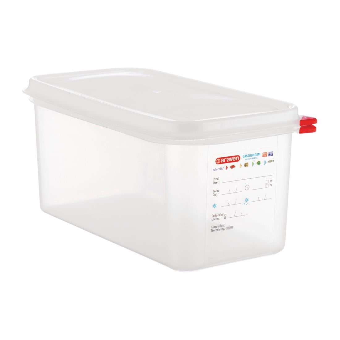 Araven Polypropylene 1/3 Gastronorm Containers With Lids 150mm (4 Pack) • PAS-T987