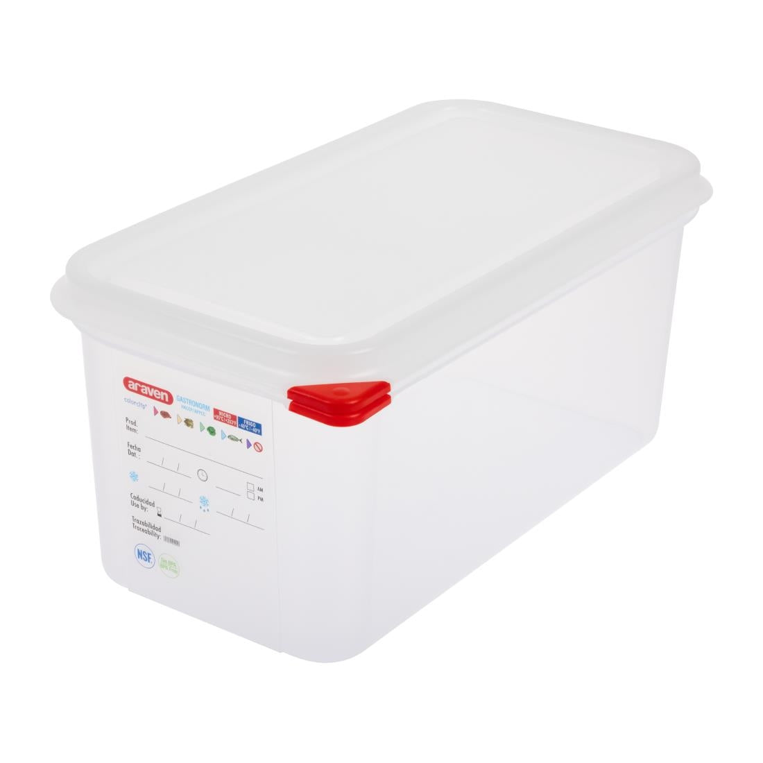 Araven Polypropylene 1/3 Gastronorm Containers With Lids 150mm (4 Pack) • PAS-T987