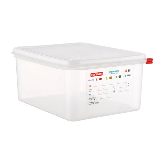 Araven Polypropylene 1/2 Gastronorm Containers With Lids 200mm (4 Pack) • PAS-T989
