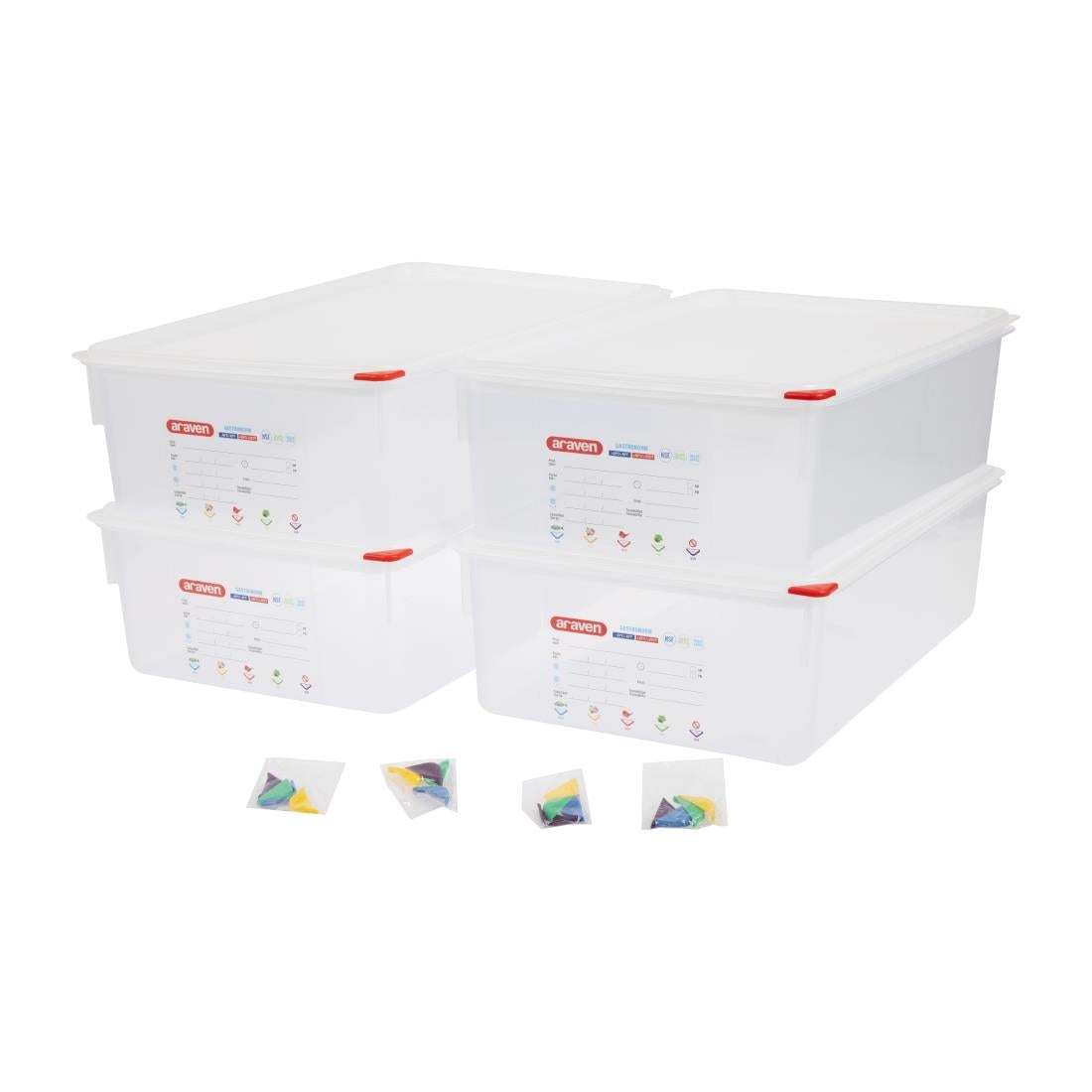 Araven Polypropylene 1/1 Gastronorm Containers With Lids 150mm (4 Pack) • PAS-T991