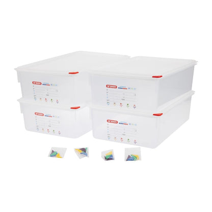 Araven Polypropylene 1/1 Gastronorm Containers With Lids 150mm (4 Pack) • PAS-T991