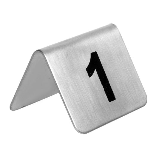 Olympia Stainless Steel Table Numbers 1-10 (10 Pack) (Size: 35(H) x 51(W) x 38(D)mm | Brushed Steel | Pack Quantity: 10) • PAS-U046