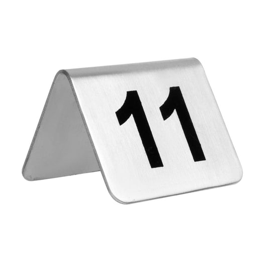 Olympia Stainless Steel Table Numbers 11-20 (10 Pack) (Size: 35(H) x 51(W) x 38(D)mm | Brushed Steel | Pack Quantity: 10) • PAS-U047