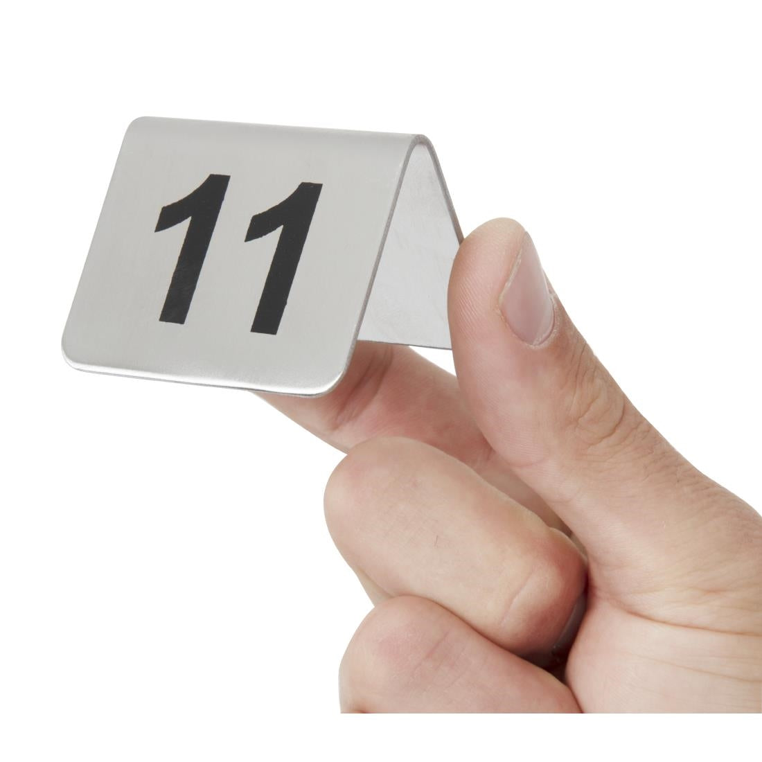 Olympia Stainless Steel Table Numbers 11-20 (10 Pack) (Size: 35(H) x 51(W) x 38(D)mm | Brushed Steel | Pack Quantity: 10) • PAS-U047