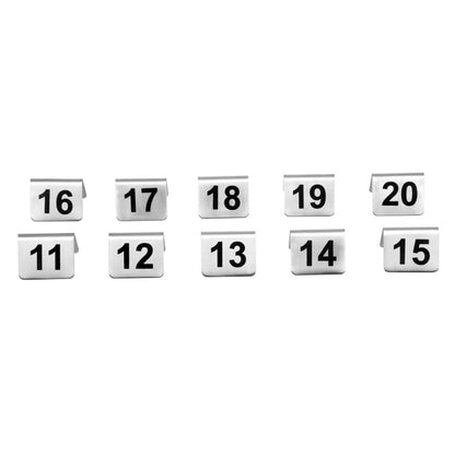 Olympia Stainless Steel Table Numbers 11-20 (10 Pack) (Size: 35(H) x 51(W) x 38(D)mm | Brushed Steel | Pack Quantity: 10) • PAS-U047