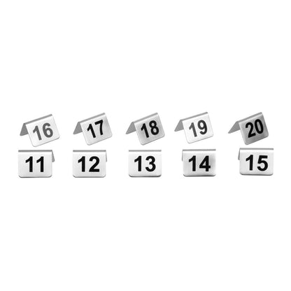 Olympia Stainless Steel Table Numbers 11-20 (10 Pack) (Size: 35(H) x 51(W) x 38(D)mm | Brushed Steel | Pack Quantity: 10) • PAS-U047