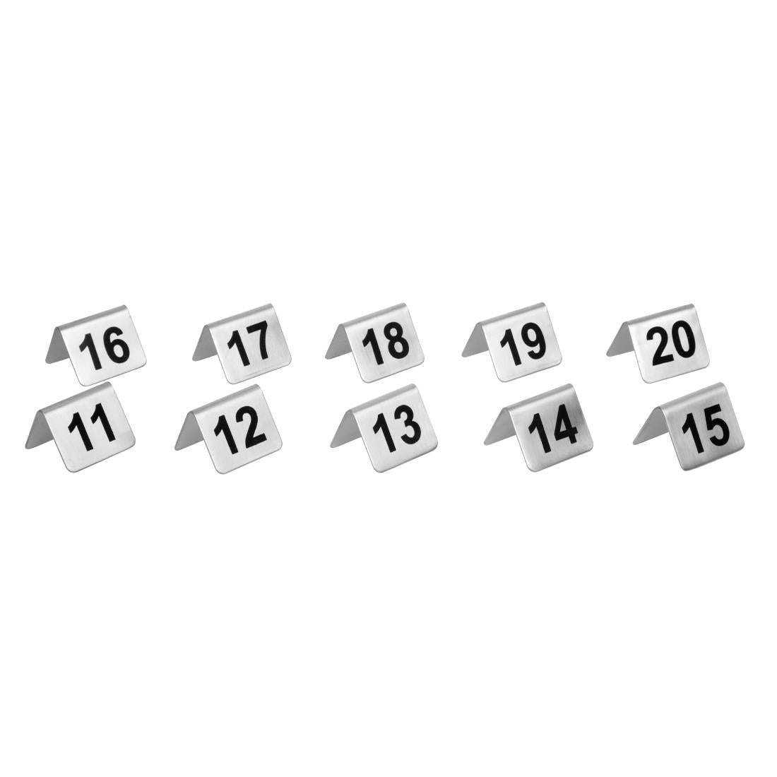 Olympia Stainless Steel Table Numbers 11-20 (10 Pack) (Size: 35(H) x 51(W) x 38(D)mm | Brushed Steel | Pack Quantity: 10) • PAS-U047