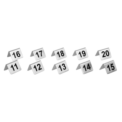 Olympia Stainless Steel Table Numbers 11-20 (10 Pack) (Size: 35(H) x 51(W) x 38(D)mm | Brushed Steel | Pack Quantity: 10) • PAS-U047
