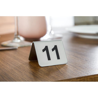 Olympia Stainless Steel Table Numbers 11-20 (10 Pack) (Size: 35(H) x 51(W) x 38(D)mm | Brushed Steel | Pack Quantity: 10) • PAS-U047