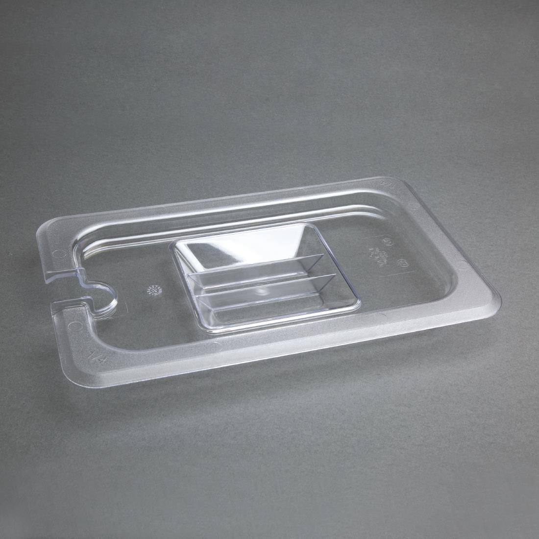 Vogue Clear Polycarbonate 1/4 Gastronorm Lid Notched • PAS-U253