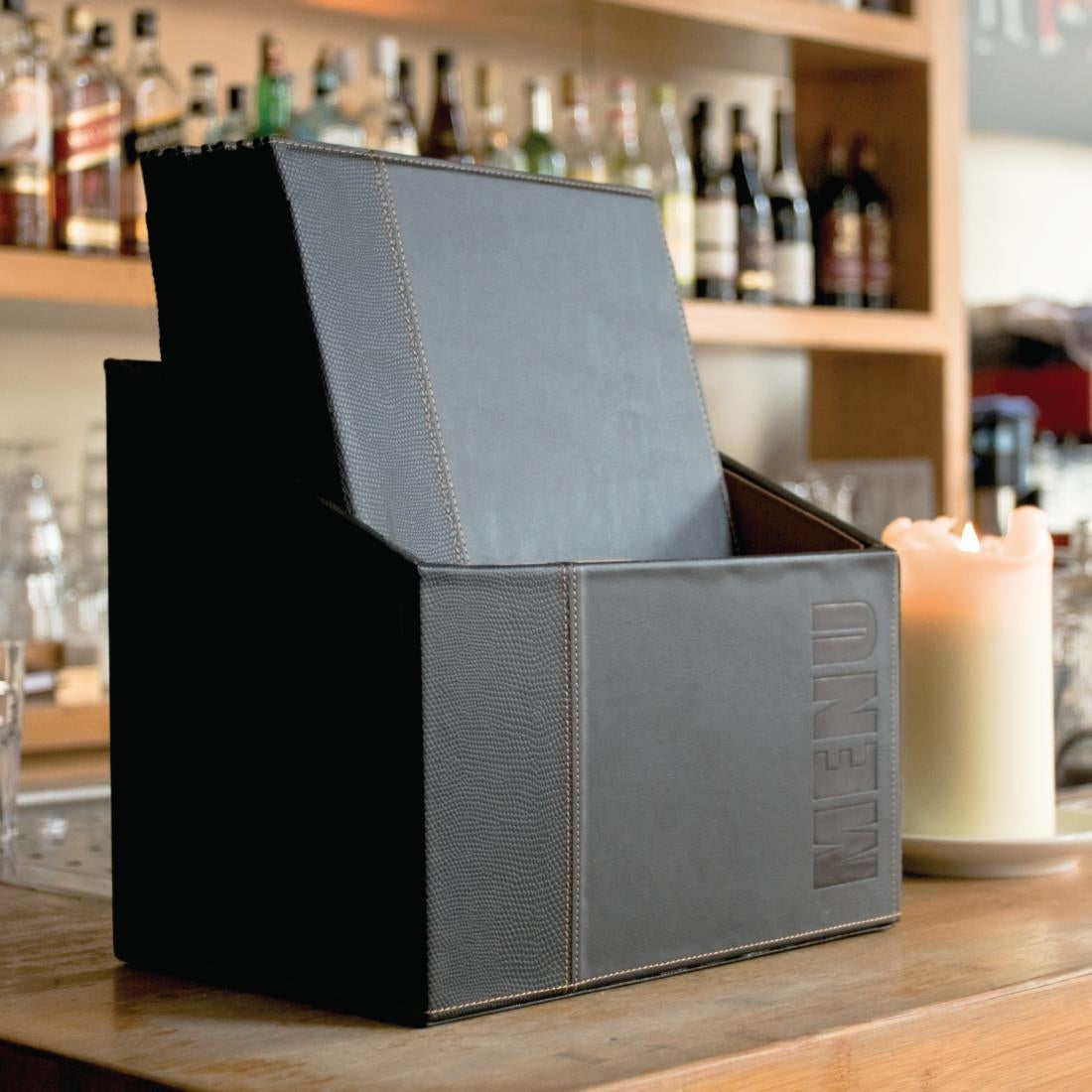 Securit Contemporary Menu Covers and Storage Box A4 Black (20 Pack) (Pack of 20) • PAS-U266