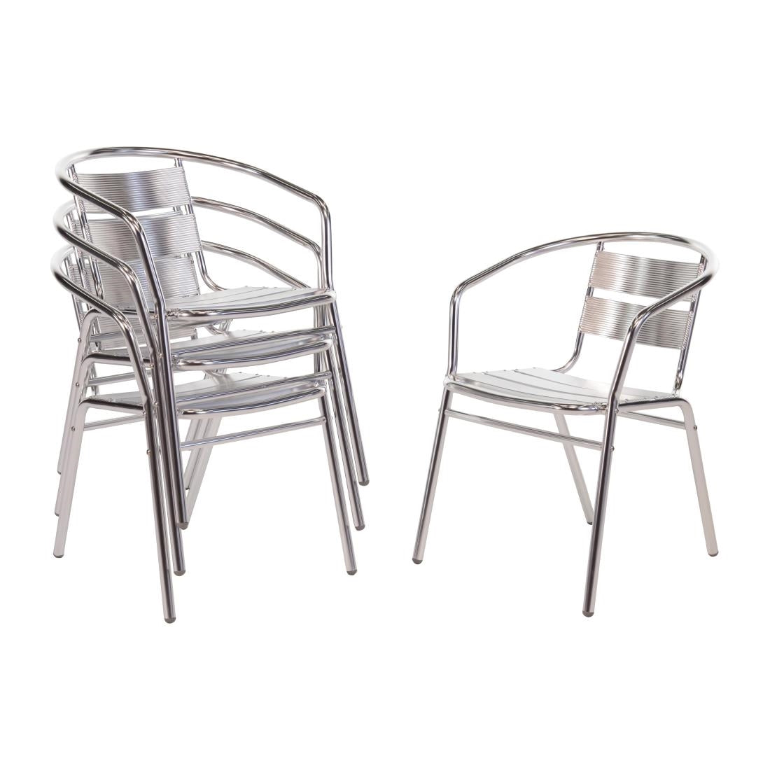 Bolero Aluminium Stacking Chairs 735mm (4 Pack) (Colour: Silver. Height: 735mm. Pack Quantity: 4) • PAS-U419