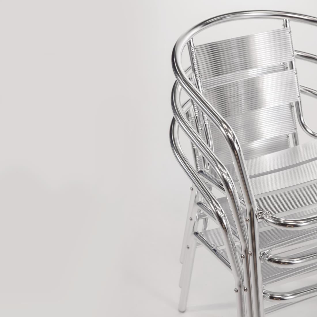 Bolero Aluminium Stacking Chairs 735mm (4 Pack) (Colour: Silver. Height: 735mm. Pack Quantity: 4) • PAS-U419