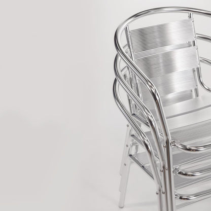 Bolero Aluminium Stacking Chairs 735mm (4 Pack) (Colour: Silver. Height: 735mm. Pack Quantity: 4) • PAS-U419