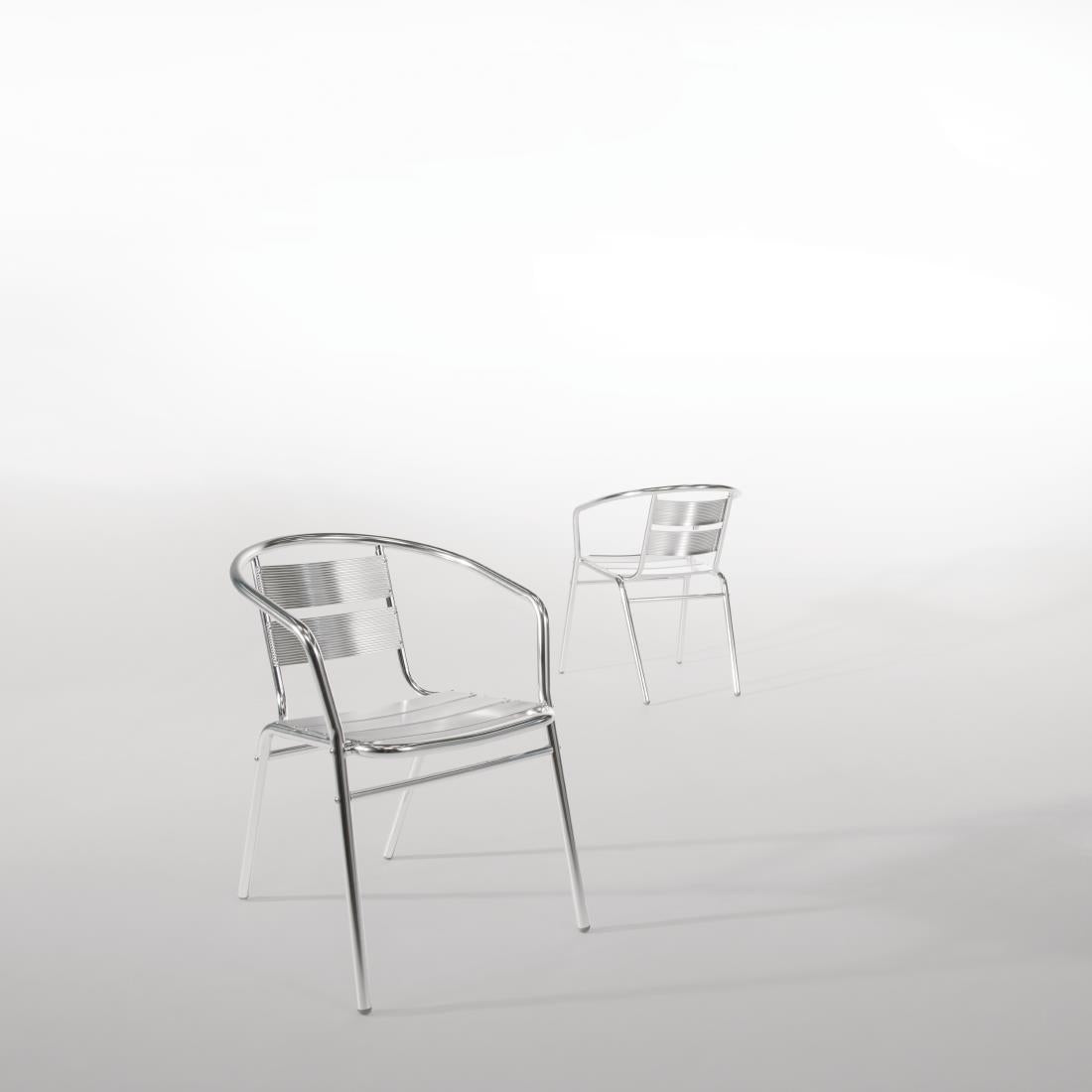 Bolero Aluminium Stacking Chairs 735mm (4 Pack) (Colour: Silver. Height: 735mm. Pack Quantity: 4) • PAS-U419
