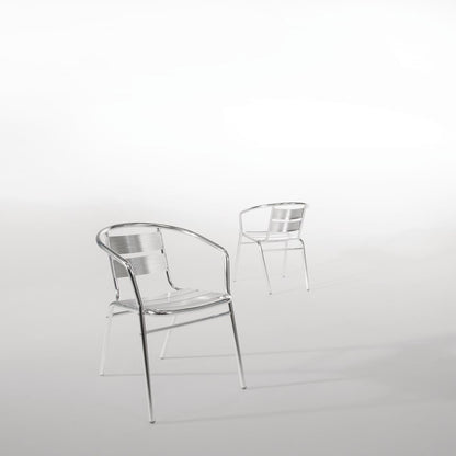 Bolero Aluminium Stacking Chairs 735mm (4 Pack) (Colour: Silver. Height: 735mm. Pack Quantity: 4) • PAS-U419