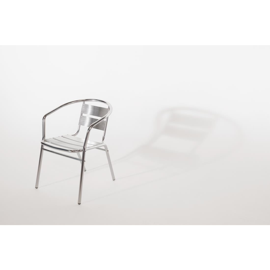 Bolero Aluminium Stacking Chairs 735mm (4 Pack) (Colour: Silver. Height: 735mm. Pack Quantity: 4) • PAS-U419