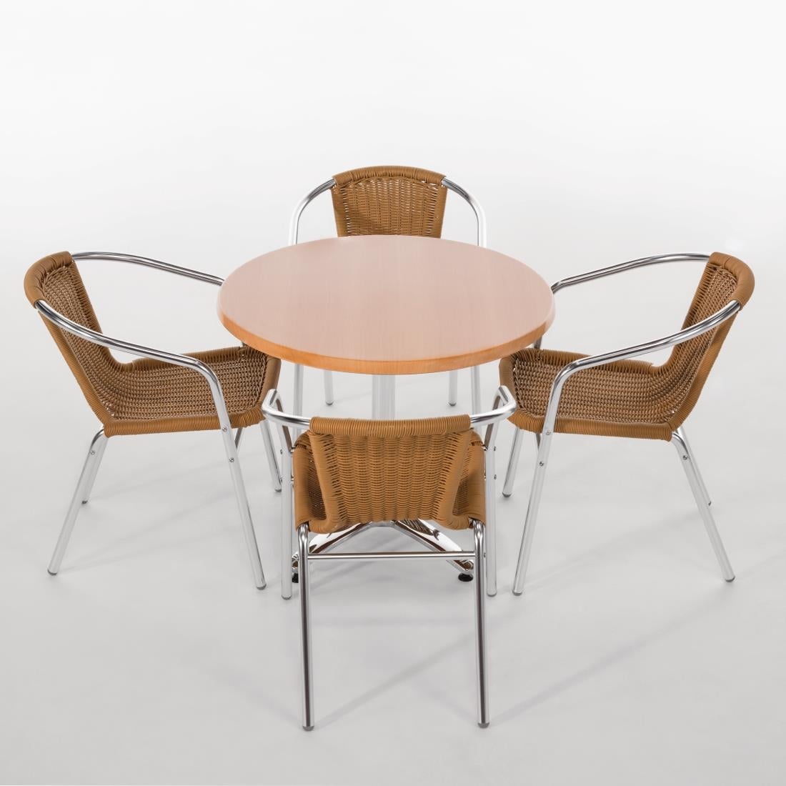 Bolero Natural Wicker Chair with Aluminium Frame (4 Pack) • PAS-U422
