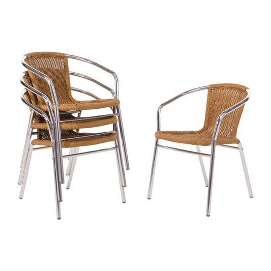 Bolero Natural Wicker Chair with Aluminium Frame (4 Pack) • PAS-U422