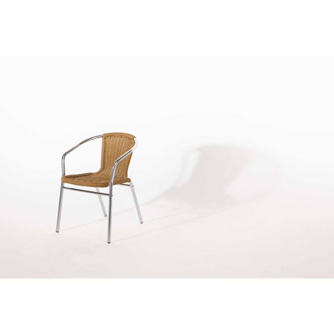 Bolero Natural Wicker Chair with Aluminium Frame (4 Pack) • PAS-U422