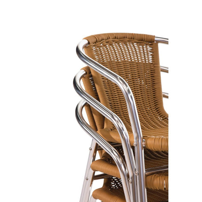 Bolero Natural Wicker Chair with Aluminium Frame (4 Pack) • PAS-U422
