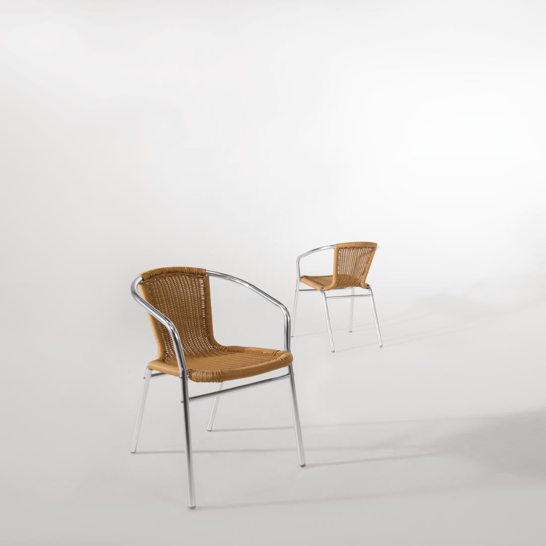 Bolero Natural Wicker Chair with Aluminium Frame (4 Pack) • PAS-U422
