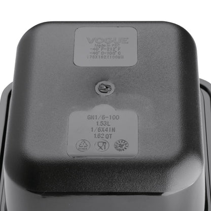 Vogue Black Polycarbonate - GN 1/6 100mm • PAS-U470