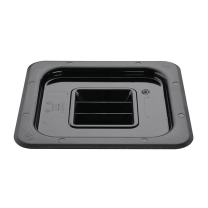 Vogue Black Polycarbonate 1/6 Gastronorm Container Lid • PAS-U478