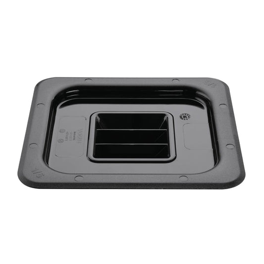 Vogue Black Polycarbonate 1/6 Gastronorm Container Lid • PAS-U478