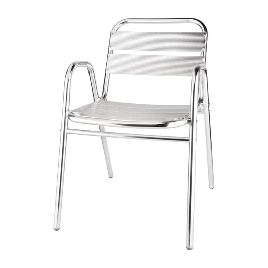 Bolero Aluminium Stacking Chairs Arched Arms (4 Pack) (Pack of 4) • PAS-U501