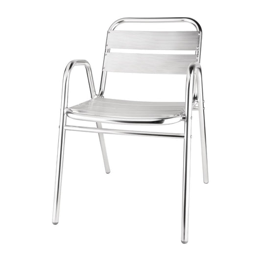 Bolero Aluminium Stacking Chairs Arched Arms (4 Pack) (Pack of 4) • PAS-U501