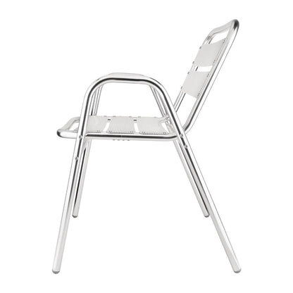 Bolero Aluminium Stacking Chairs Arched Arms (4 Pack) (Pack of 4) • PAS-U501