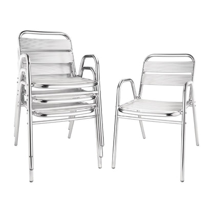 Bolero Aluminium Stacking Chairs Arched Arms (4 Pack) (Pack of 4) • PAS-U501
