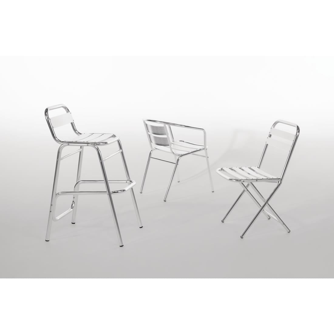 Bolero Aluminium Stacking Chairs 735mm (4 Pack) (Colour: Silver. Height: 735mm. Pack Quantity: 4) • PAS-U419
