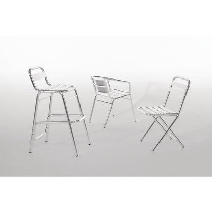Bolero Aluminium Stacking Chairs 735mm (4 Pack) (Colour: Silver. Height: 735mm. Pack Quantity: 4) • PAS-U419