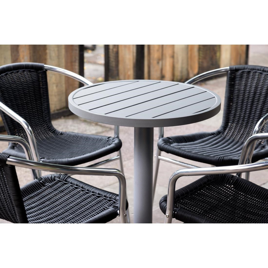 Bolero Black Wicker Chair with Aluminium Frame (4 Pack) • PAS-U507
