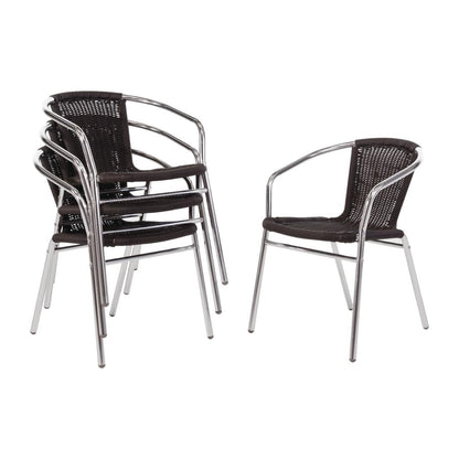 Bolero Black Wicker Chair with Aluminium Frame (4 Pack) • PAS-U507