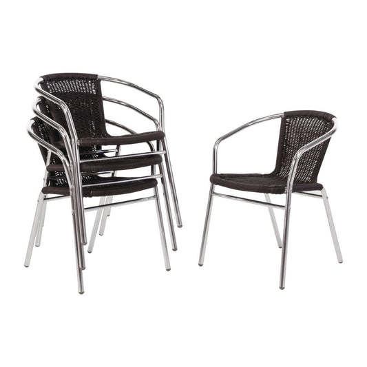 Bolero Black Wicker Chair with Aluminium Frame (4 Pack) • PAS-U507