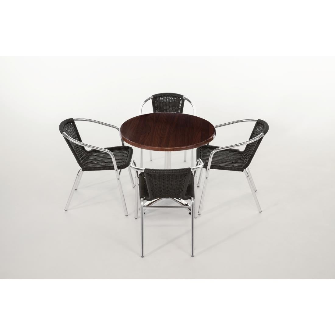 Bolero Black Wicker Chair with Aluminium Frame (4 Pack) • PAS-U507