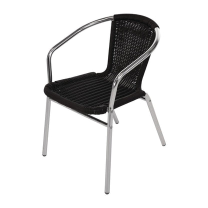 Bolero Black Wicker Chair with Aluminium Frame (4 Pack) • PAS-U507