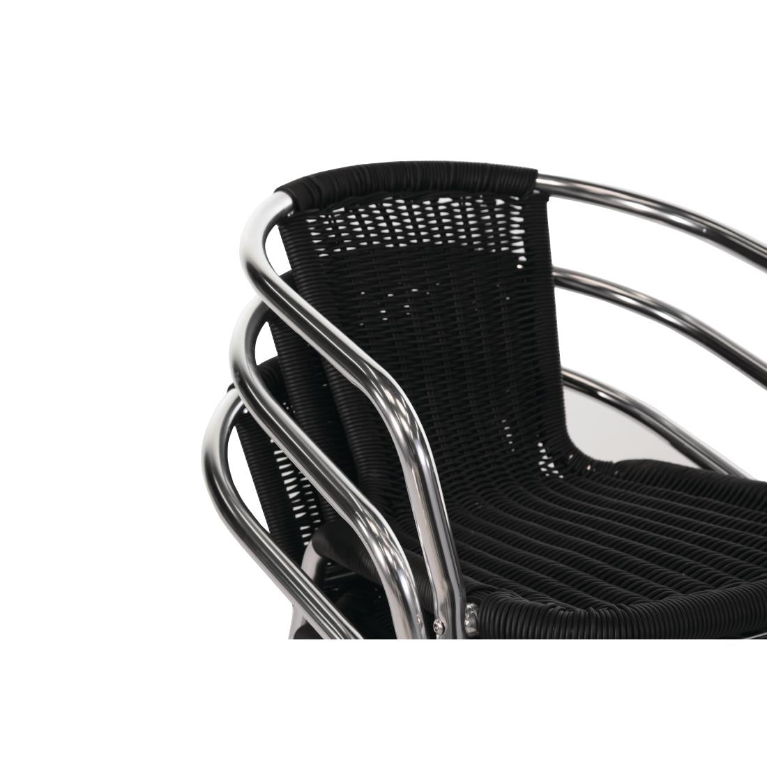 Bolero Black Wicker Chair with Aluminium Frame (4 Pack) • PAS-U507