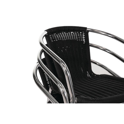 Bolero Black Wicker Chair with Aluminium Frame (4 Pack) • PAS-U507